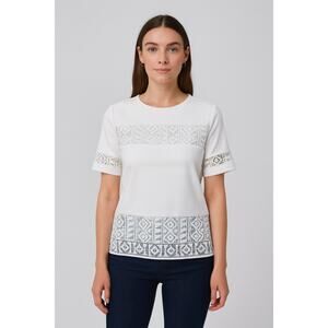 Generation Love Lace Panel Blouse XS Clean White Romantic Soft Luxe Feminine